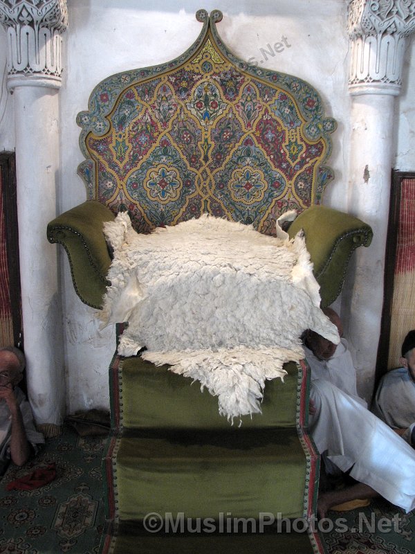 A chair within the Ben Youssef Mosque